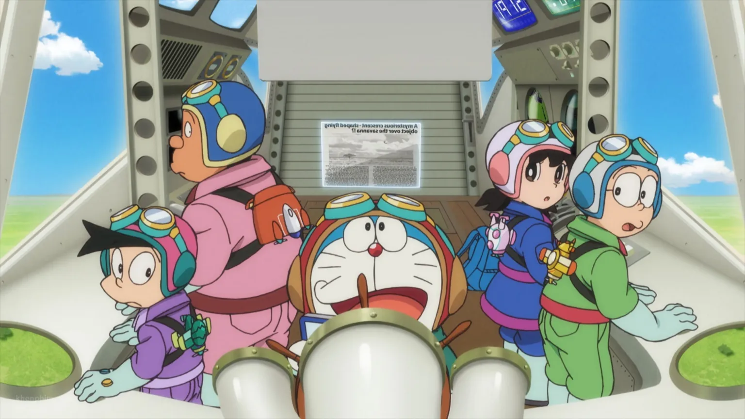 Doraemon, Nobita cùng nhóm bạn đang khám phá vùng đất lý tưởng trên trời